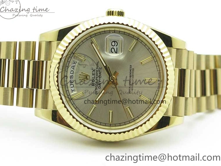 1218 Day-Date 40mm 228239 BP New Dial Version 904 YG Silver Stick Markers Dial on YG President Bracelet A Sophisticated 2807